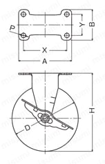 オールステンレスキャスター 320ER・315ER 車輪径85-125mm 315ER外形図