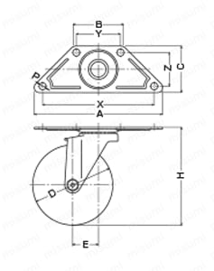 ステンレス製キャスター 220E・215E 車輪径85-125mm 外径図