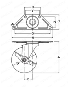 ステンレス製キャスター 220E・215E 車輪径85-125mm 外形図2