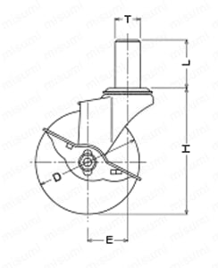 ステンレス製キャスター 320EK・315EK 車輪径50-75mm 外形図
