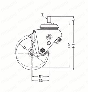 ステンレス製キャスター 940MA・935MA 車輪径100・125mm 外形図1