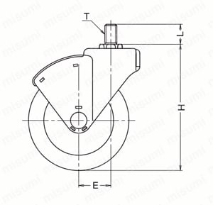 ショッピングカート用キャスター 420CCA・別製420EA 車輪径100mm 外形図1