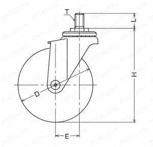 ショッピングカート用キャスター 420CCA・別製420EA 車輪径100mm 外形図2