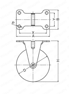 コストパフォーマンスモデルキャスター 420E・415E・420ER・420EA・415EA B3RN・B3UR 車輪径100mm 外形図2
