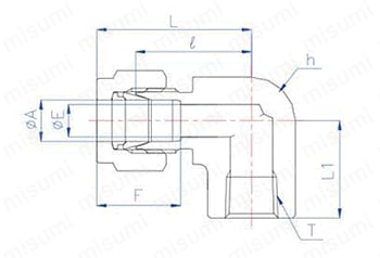 ダブルフェルールタイプチューブ継手 めすエルボ DLF 外形図_01
