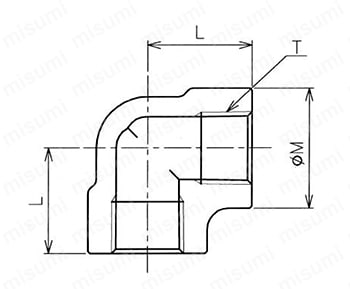 高圧管継手 ねじ込み形管継手 SLA90°エルボ 外形図_01