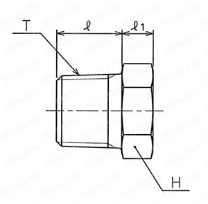高圧管継手 ねじ込み形管継手 SPB六角プラグ（テーパねじ） 外形図_01