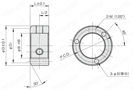 スタンダードセットカラー 3穴付 外形図