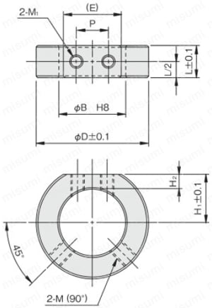 スタンダードセットカラー Dカットネジ付 外形図
