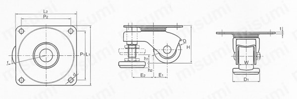 【オープニング 大放出セール】 ファンクションタイプ トラック型重量用低床型アジャスター オフィス家具小物・パーツ