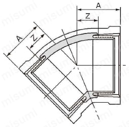 エスロコートLX継手 45°エルボ（45°L） 65A～100A外形図