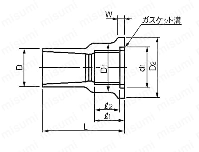 給水用配管資材 エスロン継手＜HI-TS・ゴールド/TS/HI透明ブルー＞ 給水栓用ソケット（インサートなし） Alt:外形図01