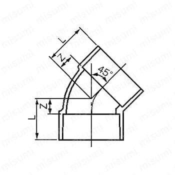 排水用配管資材 エスロンDV-VU継手 45°エルボ Alt:外形図01