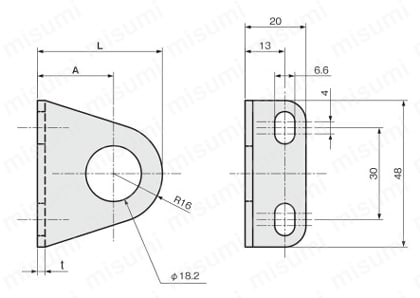 センサブラケット シングルプレートタイプ 近接センサ（ネジ型）用 L省スペースタイプ 外形図4