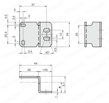 センサブラケット シングルプレート 光電センサ用 CZ-LVタイプ 外形図