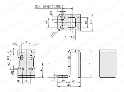 センサブラケット シングルプレートタイプ 光電センサ用 CZ-LC HD（高剛性）タイプ 外形図