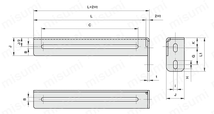 センサブラケット コンビネーション アングル L型タイプ 外形図