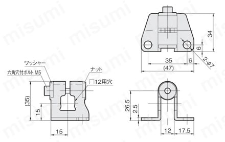センサブラケット ステンレス/取付ベース バンブラベースT 外形図2