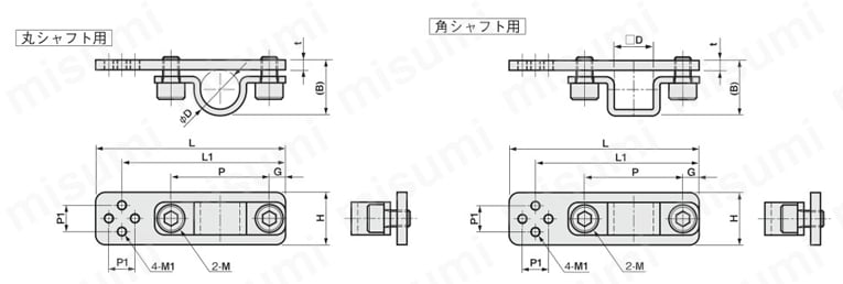 センサブラケット フレキシブル ステンレス/センサアタッチ センサアタッチF（丸シャフト/角シャフト用）外形図