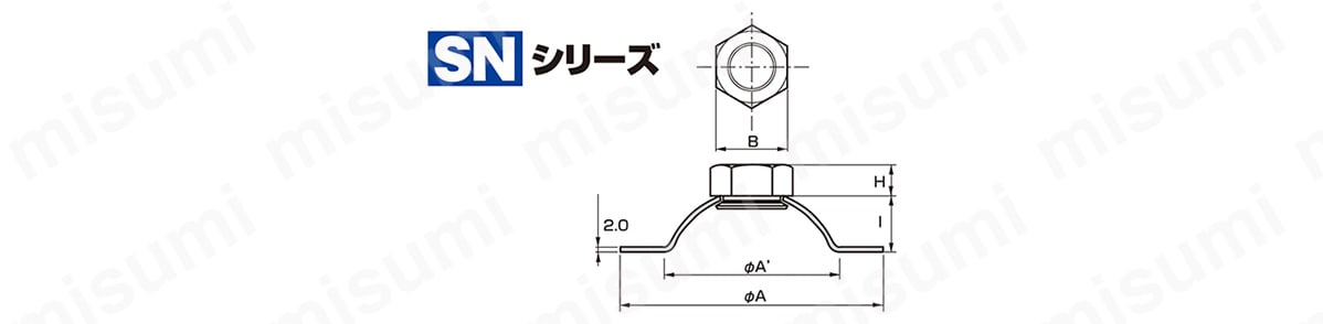 サンアジャストナットの外形図