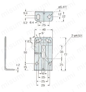 センサ取付金具 NX5シリーズ 外形図1