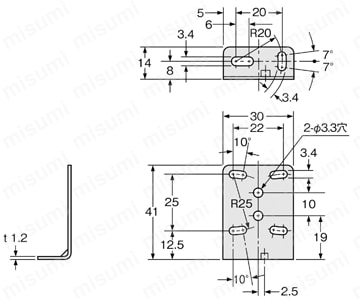 センサ用取付金具 CX-400/LS-400シリーズ 外形図1