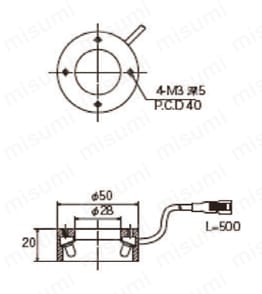 紫外照明 OPDR-50-28UV375P外形図
