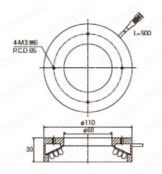 紫外照明 OPDR-110-60UV375P外形図