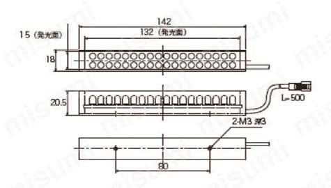 紫外照明 OPDB-132X15UV375P外形図