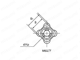 ウエルドUナット（細目）の外形図