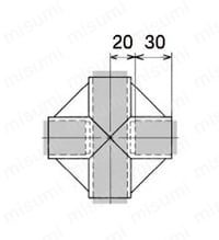 イレクター部品 取付部品 プラスチックジョイント J-6B 外形図
