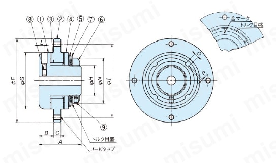 トルクキーパー 軸穴加工無し 外形図