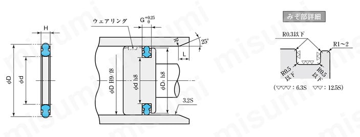 【空圧用】PSDパッキン 外形図