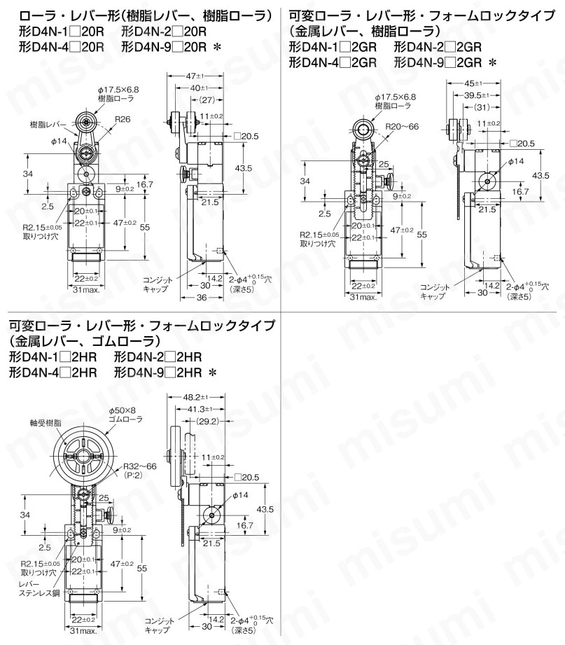 型番 | 小形セーフティ・リミットスイッチ D4N | オムロン | MISUMI