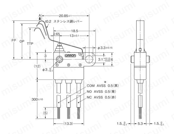 シール形極超小形基本スイッチ 【D2HW】 外形図5