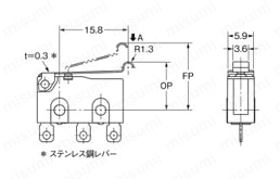 シール形超小形基本スイッチ 【D2SW】 外形図3