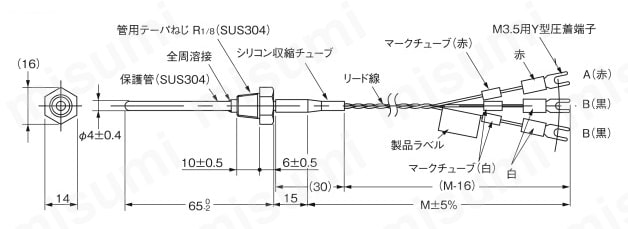 E52-P10AEY 1M 温度センサ（ローコストタイプ）【E52】 オムロン MISUMI(ミスミ)