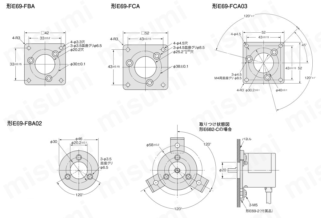 エンコーダ用フランジ【E69】 | オムロン | MISUMI(ミスミ)