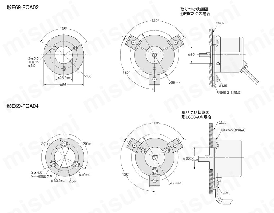 エンコーダ用フランジ【E69】 | オムロン | MISUMI(ミスミ)