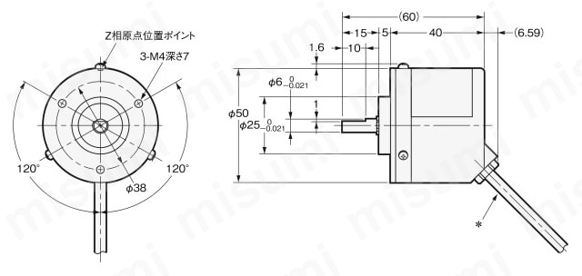 ロータリエンコーダ インクリメンタル形 汎用タイプ 外径Φ50 E6C2-C オムロン MISUMI(ミスミ)