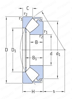 スラスト球面ころ軸受 外形図1