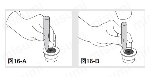 ポンチを使用し、上記の要領でカシメてください。