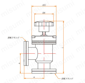 ICF規格 L型ベローズバルブ 外形図01