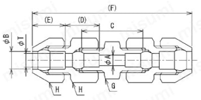 コントロール銅管用ダブルナットタイプ継手 ユニオン 外形図