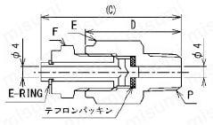 SUS316 ステンレス製ダブルフェルール継手 メールドレンプラグ 外形図