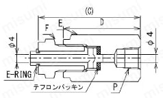 SUS316 ステンレス製ダブルフェルール継手 フィメールドレンプラグ 外形図