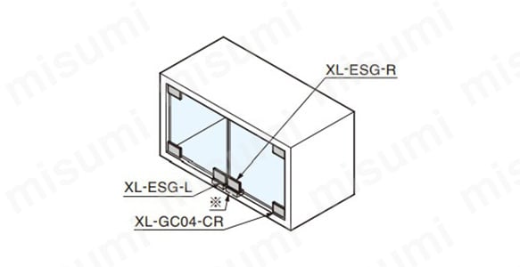 EXCELOCK ガラス扉用受座 XL-ESG型 開き戸用 使用例01
