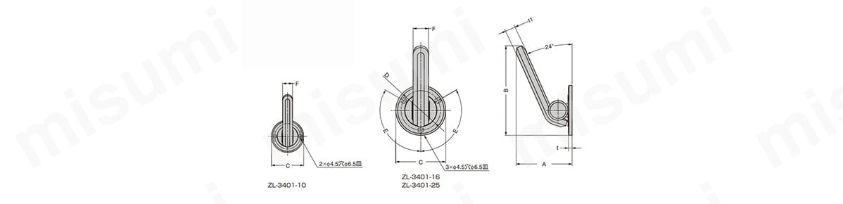 ステンレス鋼製フック ZL-3401型 外形図01
