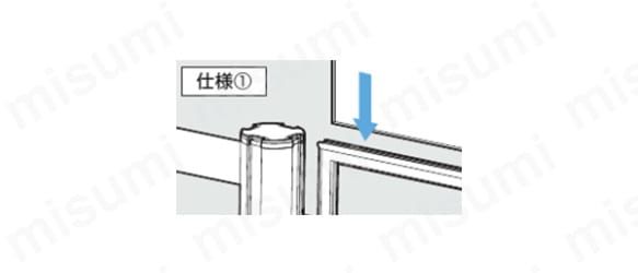仕様1.フレーム上部のスリットからグラフィック交換を簡単に行える。 （品番:50-SFP401H-S-SA-CL）