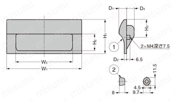 LAMP 埋込取手 HH-JS型 ねじ取付 外形図01